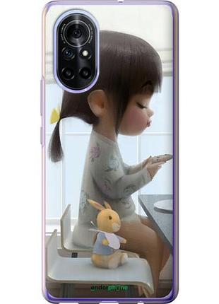 Чехол на huawei nova 8 милая девочка с зайчиком "4039u-2245-10746"