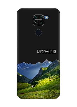 Матовий чорний чохол на xiaomi redmi note 9 карпати україна (принт 409)