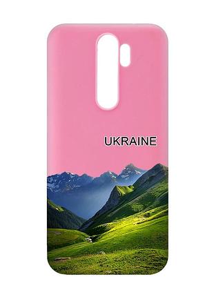 Матовий рожевий чохол на xiaomi redmi note 8 pro карпати україна (принт 409)