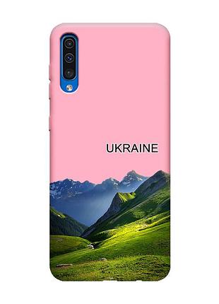 Матовый розовый чехол на samsung galaxy a50 (2019) a505/a30s карпаты украина (принт 409)