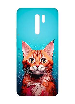 Матовий чохол з рожевими боками на xiaomi redmi 9 кішка (принт 408)