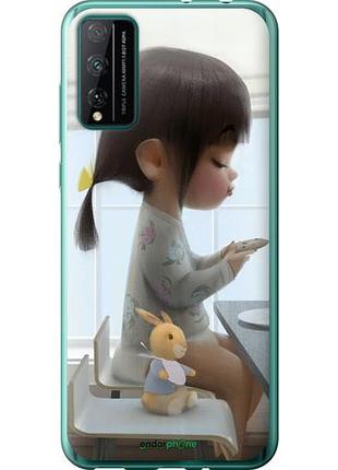 Чехол на huawei honor play 4t pro милая девочка с зайчиком "4039u-1914-10746"
