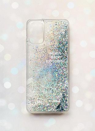 Чехол с плавающими серебряными блестками на samsung galaxy a03s (a037) путешествуй (принт 407)