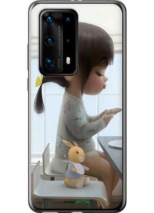 Чехол на huawei p40 pro plus милая девочка с зайчиком "4039u-1917-10746"