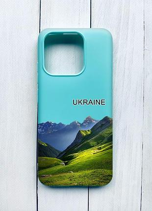 Матовий чохол на xiaomi redmi 12c бірюзовий карпати україна (принт 409)