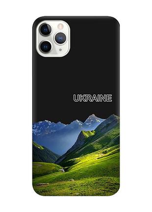 Матовий чорний чохол на iphone 11 pro (5.8) карпати україна (принт 409)