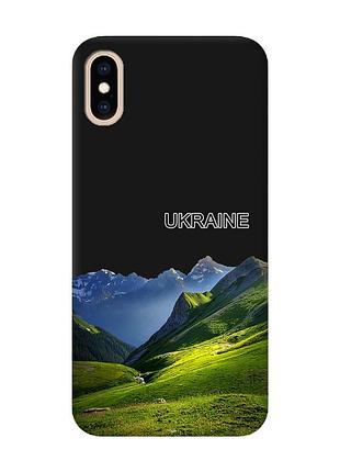 Матовый черный чехол на iphone xs max карпаты украина (принт 409)