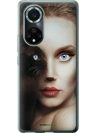Чехол на huawei nova 9 pro взгляд женщины и кошки "4041u-2503-10746"