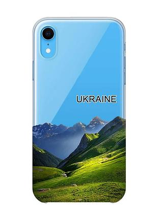 Прозрачный чехол на iphone xr карпаты украина (принт 409)