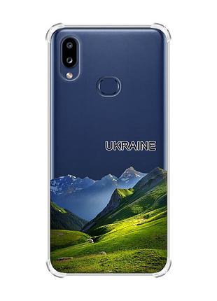 Чехол с утолщенными углами на samsung galaxy a10s (a107) карпаты украина (принт 409)