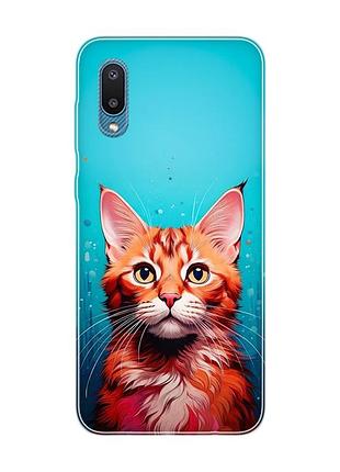 Чехол на samsung galaxy a02/a022 (2021) кошка (принт 408)