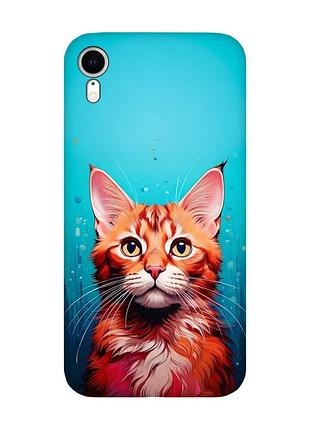 Матовый чехол с черными боками на apple iphone xr кошка (принт 408)