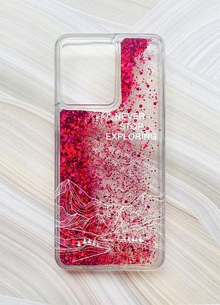 Чохол з плаваючими рожевими блискітками на xiaomi redmi 13c/poco c65 мандруй (принт 407)