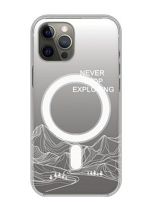 Магнитный чехол на iphone 12 pro max с поддержкой magsafe путешествуй (принт 407)