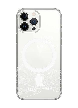 Магнитный чехол на iphone 14 pro с поддержкой magsafe путешествуй (принт 407)