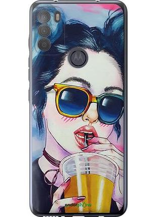 Чехол на motorola g50 арт-девушка в очках "3994u-2354-10746"