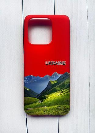Матовый чехол на xiaomi redmi 12c красный карпаты украина (принт 409)