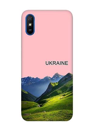 Матовый розовый чехол на xiaomi redmi 9a карпаты украина (принт 409)
