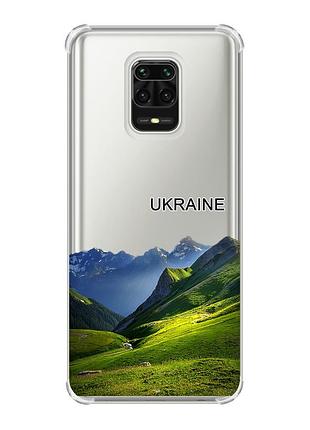 Чехол с утолщёнными углами на xiaomi redmi note 9 pro/ 9s/ 9 pro max карпаты украина (принт 409)