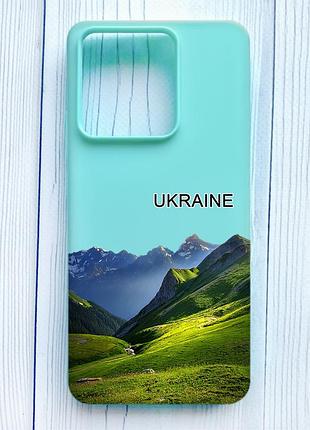 Матовый бирюзовый чехол на xiaomi redmi note 13 4g карпаты украина (принт 409)