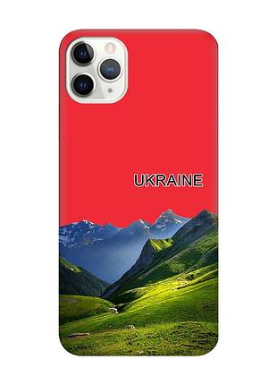 Матовий червоний чохол на iphone 11 pro max (6.5) карпати україна (принт 409)