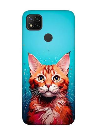 Матовый чехол с черными боками на xiaomi redmi 9c/10a кошка (принт 408)
