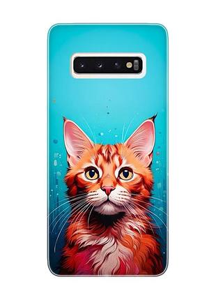 Чехол на samsung galaxy s10 кошка (принт 408)