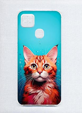 Чехол с утолщёнными углами на xiaomi redmi 9c/10a кошка (принт 408)