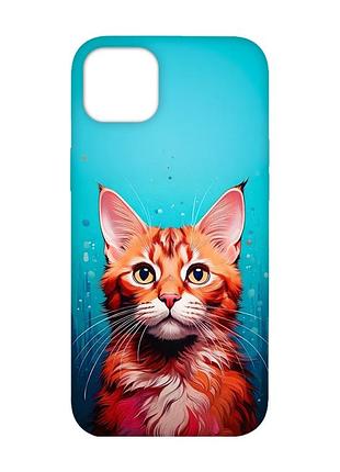 Матовый чехол с розовыми боками на apple iphone 14 plus кошка (принт 408)