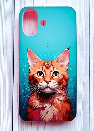Матовый чехол с розовыми боками на iphone 16 кошка (принт 408)