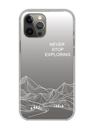 Прозрачный чехол на iphone 12 pro max путешествуй (принт 407)