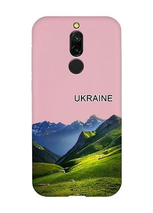 Матовий рожевий чохол на xiaomi redmi 8 карпати україна (принт 409)