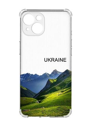 Чехол с утолщенными углами на iphone 15 карпаты украина (принт 409)