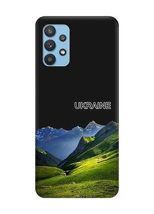 Матовый черный чехол на samsung galaxy a32 карпаты украина (принт 409)