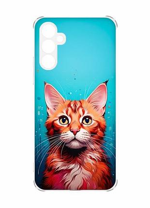 Чехол с утолщенными углами на samsung galaxy a55 (a556) кошка (принт 408)