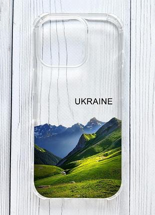Чехол с утолщёнными углами на iphone 16 pro карпаты украина (принт 409)