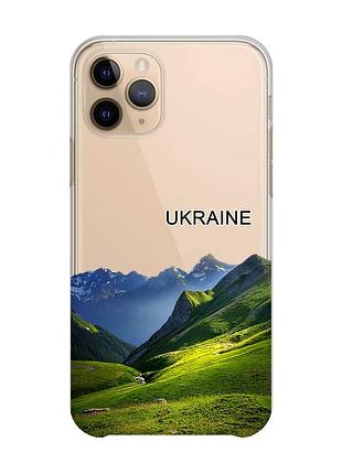 Прозрачный чехол на apple iphone 11 pro (5,8) карпаты украина (принт 409)