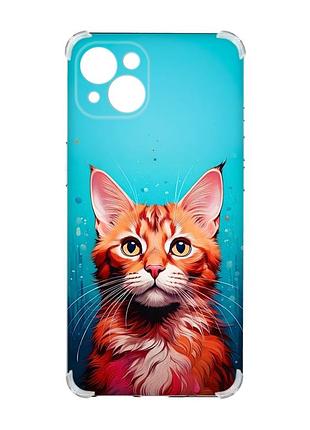 Чехол с утолщенными углами на iphone 15 plus кошка (принт 408)