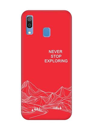 Матовый красный чехол на samsung galaxy a30 (2019) / a20 (2019) путешествуй (принт 407)