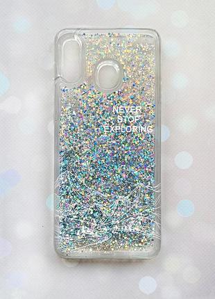 Чехол с плавающими серебряными блестками на samsung galaxy a30(2019) a305/a20 путешествуй (принт 407)