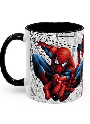 Чашка з принтом "spider-man: комікс-екшен" 330мл чорний