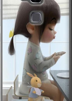 Чехол на huawei ascend mate 7 милая девочка с зайчиком "4039u-140-10746"