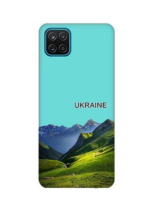Матовий бірюзовий чохол на samsung galaxy a12 карпати україна (принт 409)