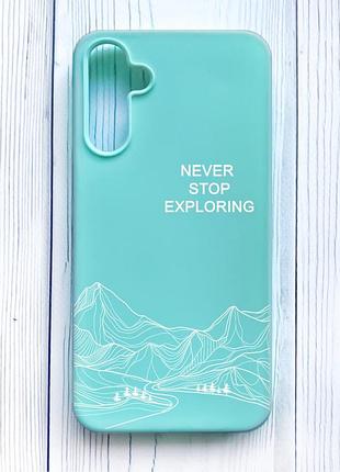 Матовый бирюзовый чехол на samsung galaxy a15 (a155) путешествуй (принт 407)