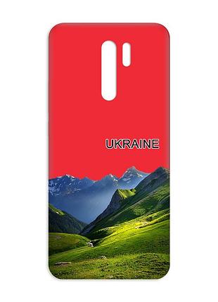 Матовий червоний чохол на xiaomi redmi 9 карпати україна (принт 409)