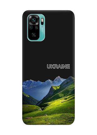 Матовий чорний чохол на xiaomi redmi note 10/note 10s карпати україна (принт 409)