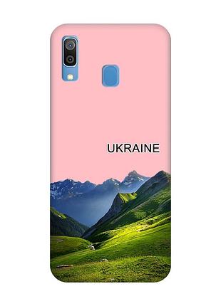 Матовый розовый чехол на samsung galaxy a30 (2019) / a20 (2019) карпаты украина (принт 409)
