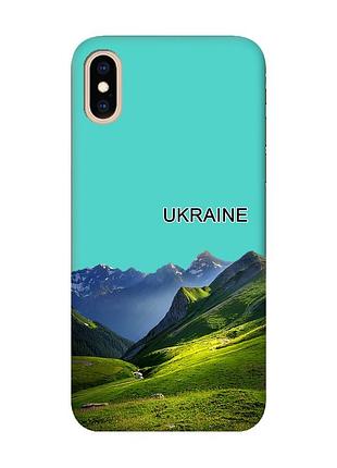 Матовый бирюзовый чехол на iphone xs max карпаты украина (принт 409)