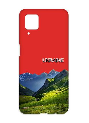 Матовый красный чехол на samsung galaxy a12 карпаты украина (принт 409)