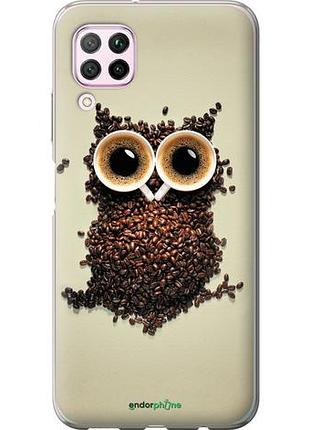 Чехол на huawei p40 lite сова из кофе "777u-1887-10746"